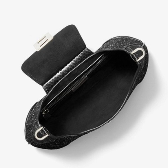 Michael Kors Collection Bancroft Medium Glitter and Snakeskin Shoulder Bag - Picture 4 of 15